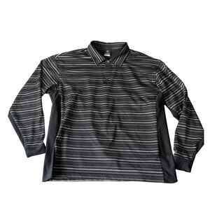 Nike Golf Mens XL Dri-FIT UV Long Sleeve Striped Polo Shirt Black Red White